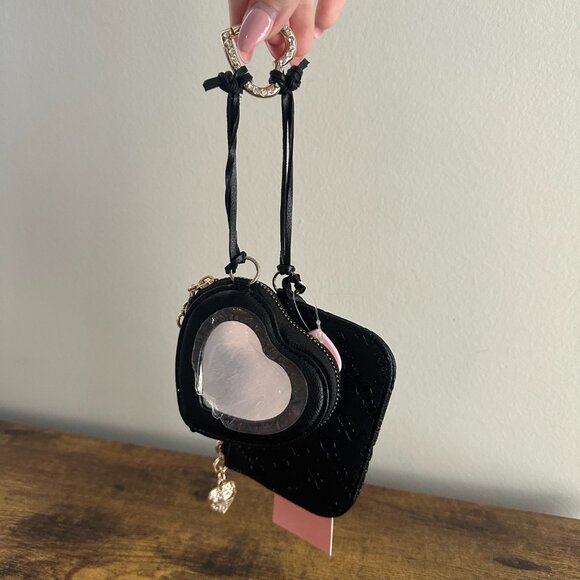 NWT Juicy Couture Wristlet Bundle Wallet Heart Mirror Cardholder Liquorice Black - Picture 3 of 3